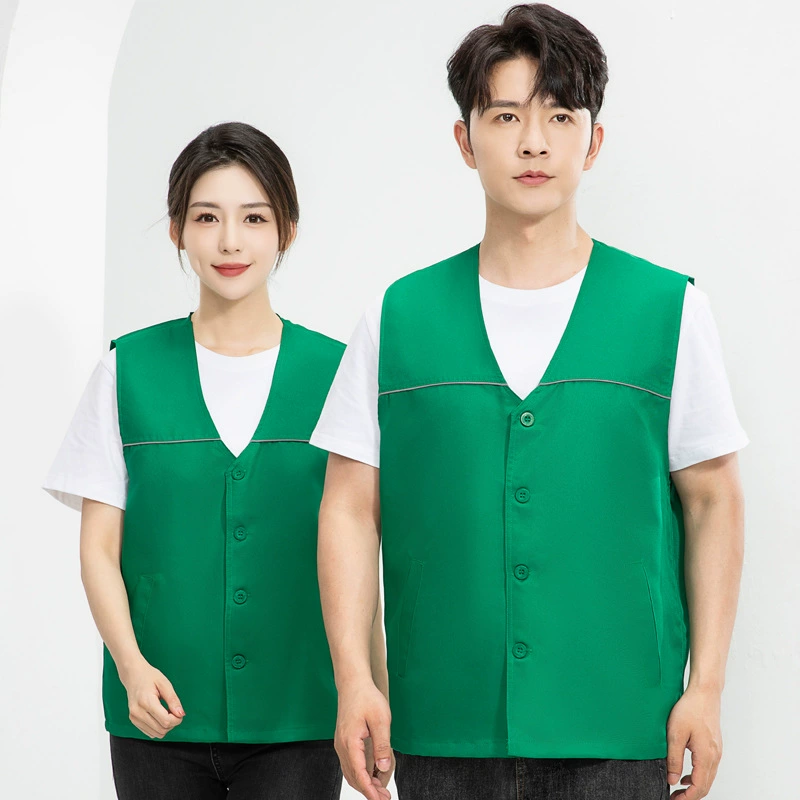 Зеленая жилет рабочая одежда свежий супермаркет рабочая площадка