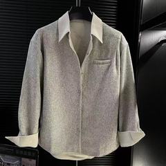 秋季新款高品质潮流小香风长袖衬衫上衣外套男两面穿男装夹克衬衣