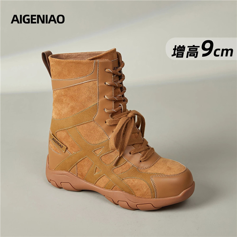 内马丁靴女2025秋季新款户外登山鞋9cm复古厚底西部靴短靴子|undefined