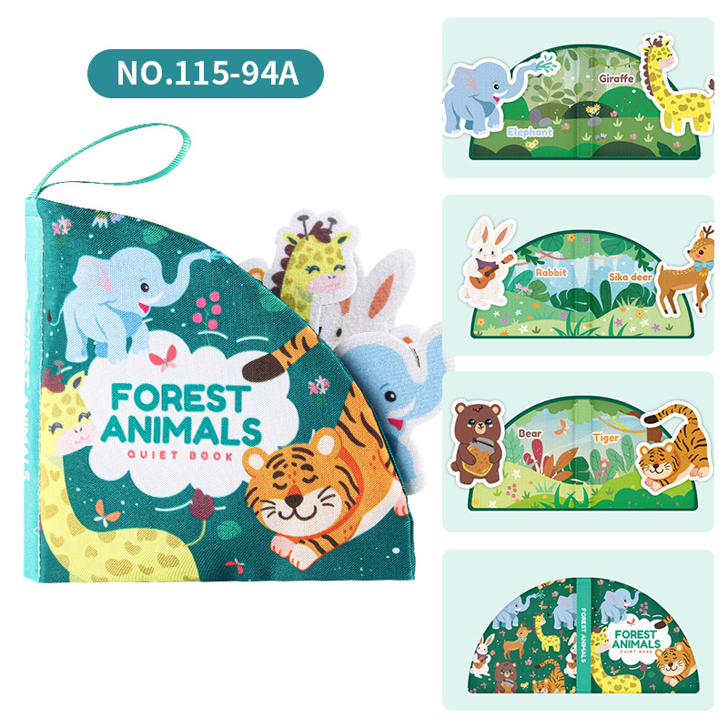 Libro de tela para bebés Velcro desgarrador libro animal marino frutas libro tridimensional puede morder libro de palma de la mano para niños pequeños