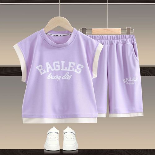 [2025] Children's summer sleeveless suit for men and women's Korean vest two-piece set for medium and large children's shorts set