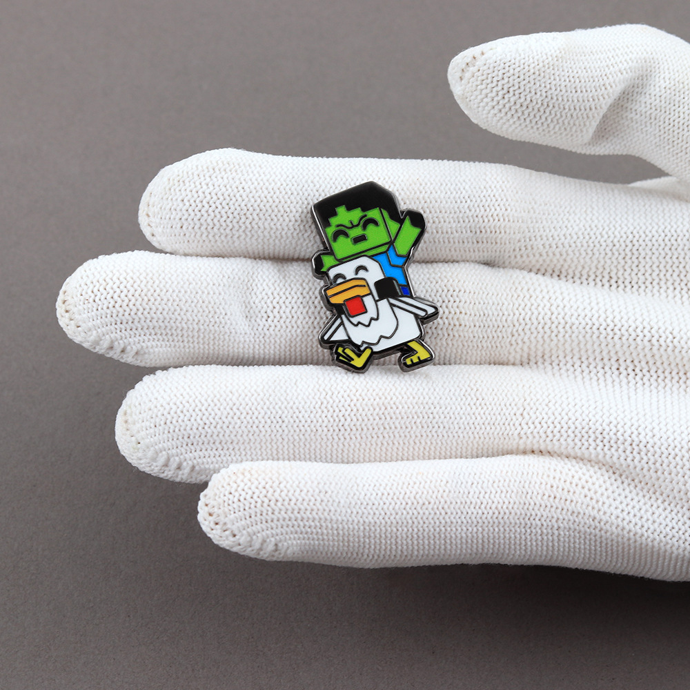 Minecraft Enamel Pin Cute Zombie Chicken Knight Badge Game Character Brooch Fun Player Gift