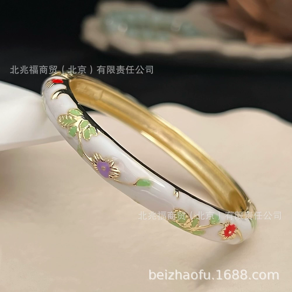 Браслет Cloisonné Flower (сплав), эмаль, этнический стиль, диаметр 6 см