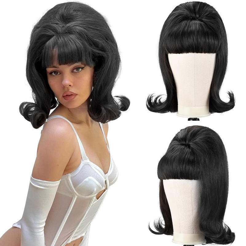 Retro wig 50 s 60 s 70 s women's bangs chemical fiber headgear Halloween wig