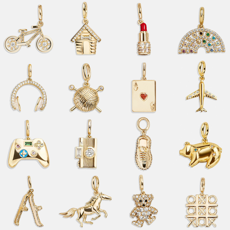European and American Stainless Steel Lifestyle Series Keychain DIY Bag Pendant Brooch Accessories Vacuum Electroplating 18K Gold Color Retention