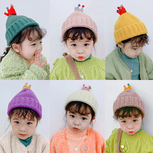 秋南 儿童帽子冬季皇冠针织帽可爱超萌公主帽保暖儿童纯色毛线帽