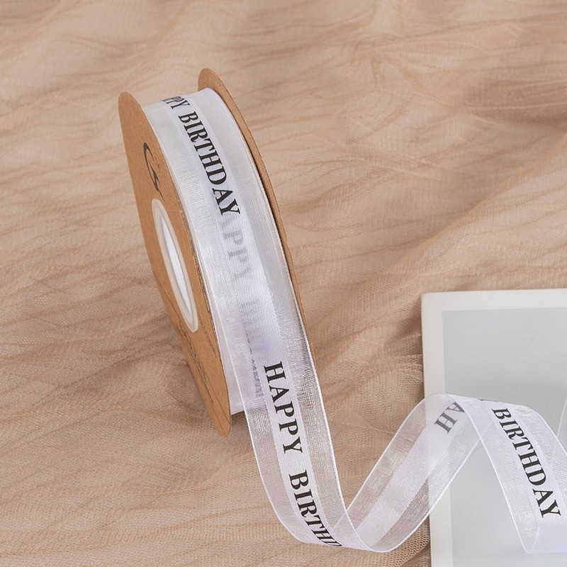 Cinta de embalaje de flores Inglés regalo de impresión para hornear pastel de embalaje cinta tienda de flores 2,5 cm cinta de nieve