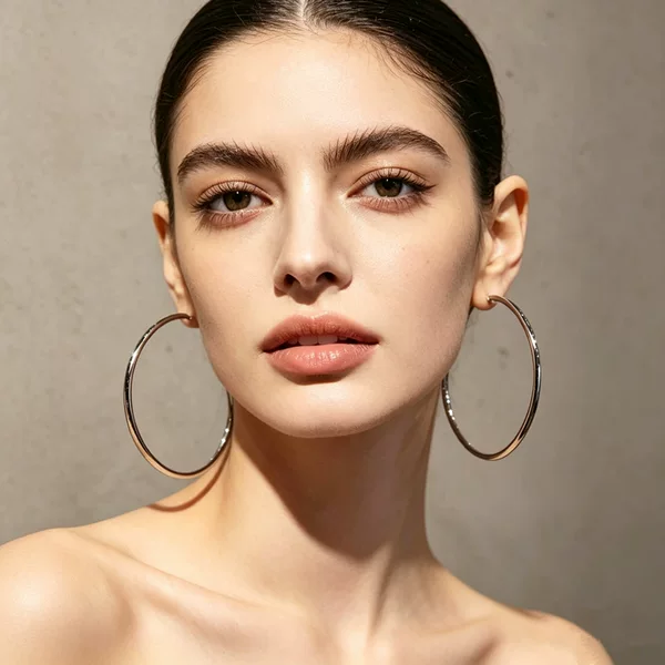 European and American Style Exaggerated Plain Hoop Earrings for Women, Large Hoop Earrings with a High-End Feel, Light Luxury, Versatile, Simple and Elegant Hoop Earrings, Cross-Border Wholesale