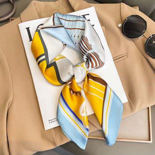 Fashionable pony temperament 70 small square scarf women's silk scarf decorative scarf Korean version simulated silk hairband shawl spring and autumn scarf