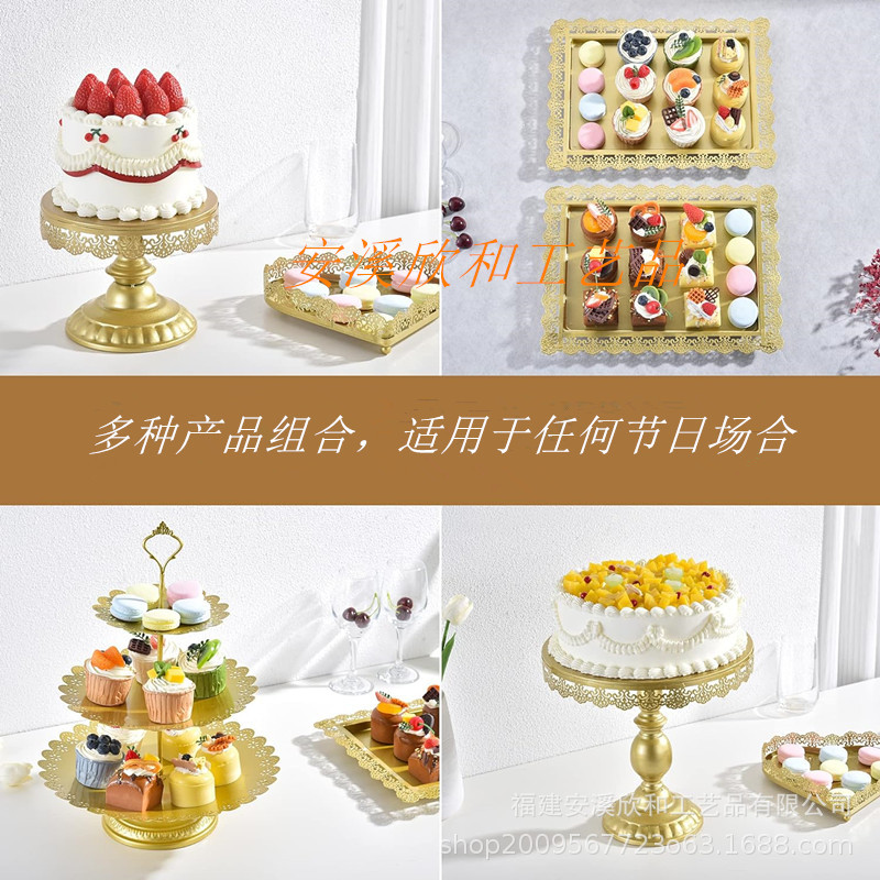 Creativo estilo europeo oro hueco estante de pastel de boda props mesa de postres decoración de postres tienda de postres refrigerio combinación de estante de pastel