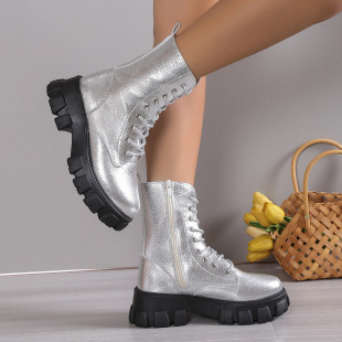 Cross-border thick-soled Martin boots for women 2023 Winter new low boots British style all-match picture free proofing
