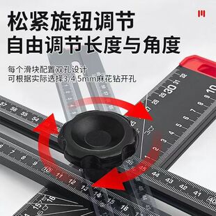 Cross-border Hot Sale New Woodworking Multifunctional T-shaped Ruler Two-in-One Punched Positioning Ruler Multifunctional Angle Ruler T-shaped Ruler