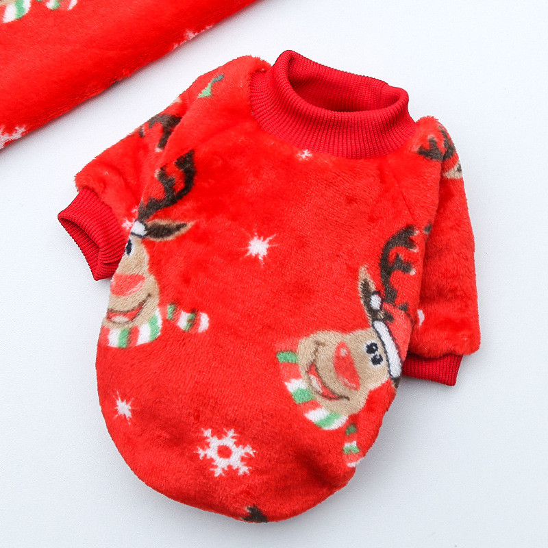 Christmas Elk Medium and Large Dog French Bulldog Puppy Autumn and Winter Pet Supplies Cat Two legged Fleece Clothes Teddy_voghion.com