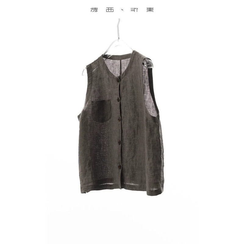 Natural old money style! 100% linen vest with a relaxed fit, 2026 summer sleeveless top, versatile little vest