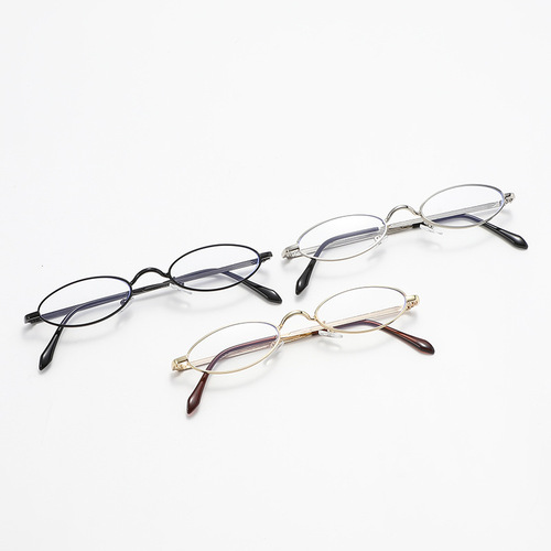 Ladies Anti-Blue Light Cross-border Reading Glasses, Fashion Retro High Definition Reading Glasses with Simple Metal Small Frame Elder Glasses