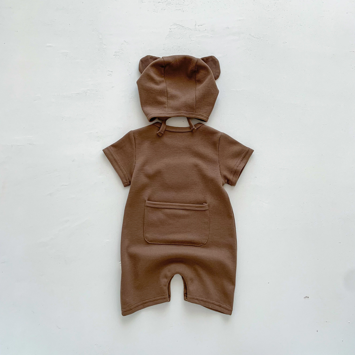 De una pieza de entrega de bebé vaina de verano ins2023 niños y niñas bebé oso waffle de una pieza mameluco