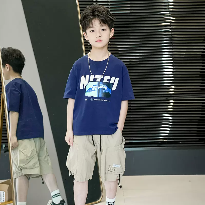男童短袖t恤2024新款男孩衣服中小学生夏装儿童夏季纯棉半袖印花