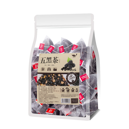 Wuhei Tea Volume Edition Black Beans, Black Rice, Mulberry, Black Sesame, Black Wolfberry Combination Scented Tea Triangular Pack Healthy Tea Wholesale