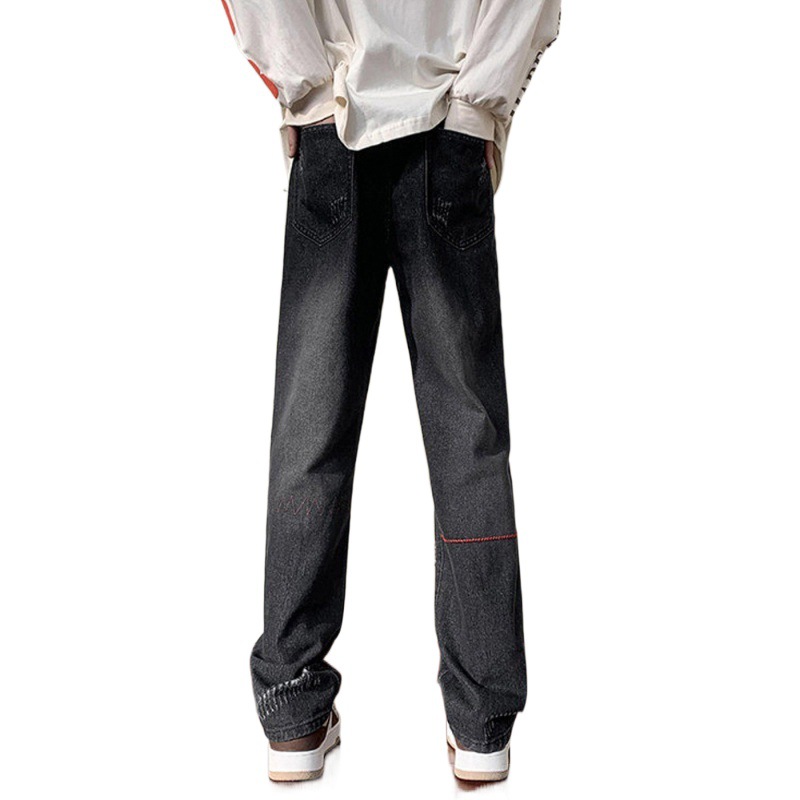 Nuevo producto Trend American White Retro Bordado Scratch Old Jeans Pantalones sueltos Hombres y mujeres Trendy Long