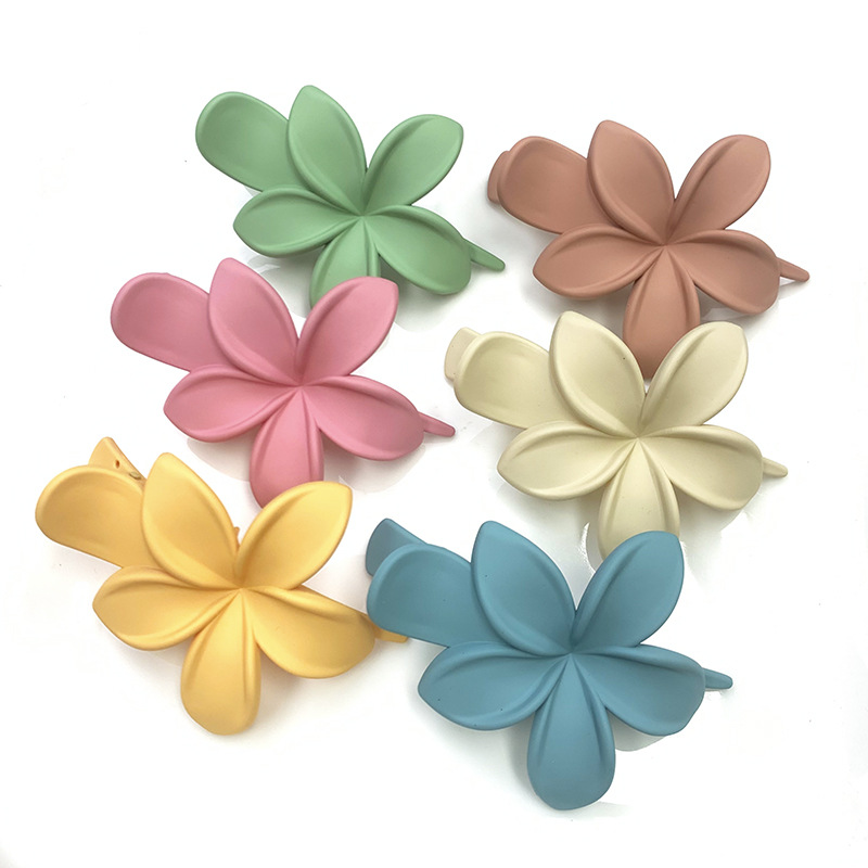 新款磨砂花朵鴨嘴夾後腦勺盤發鯊魚夾髮飾夏季高級感頭飾髮夾