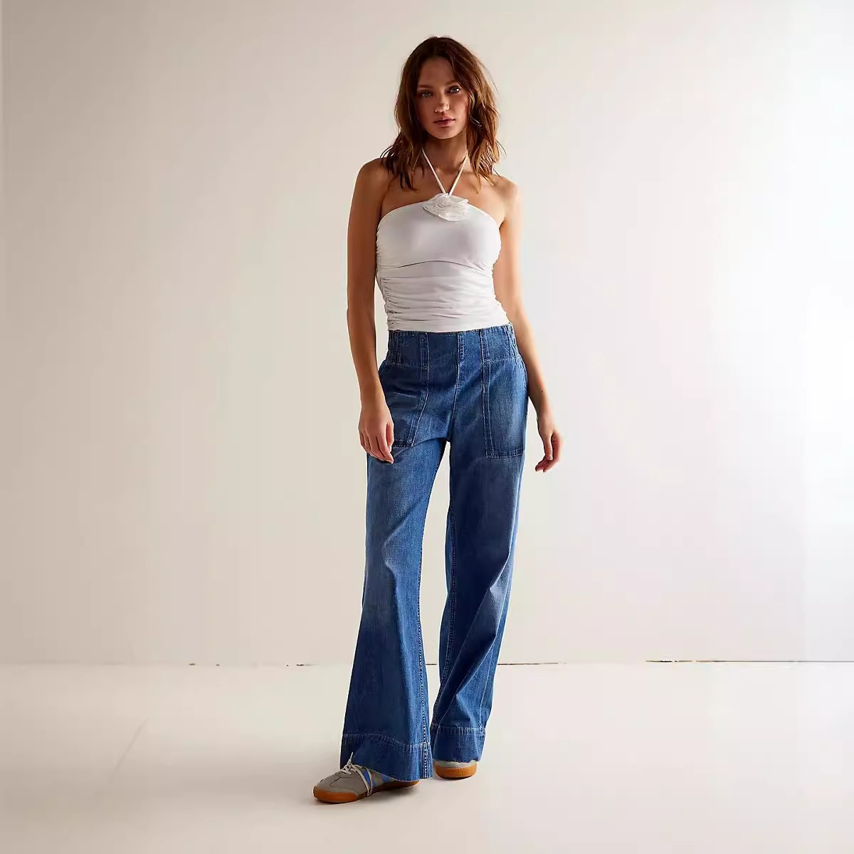 SC European And American Women's Fashion Stylish Low-waist Non-stretch Denim Pants, Trendy Loose Slimming Elastic Waist_ecoleips.com