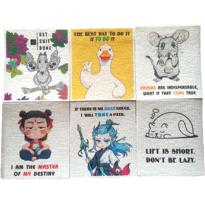 Toallas suecas alemanas dm toallas absorbentes de agua sin aceite eco pulpa de algodón impresa toallas de cocina