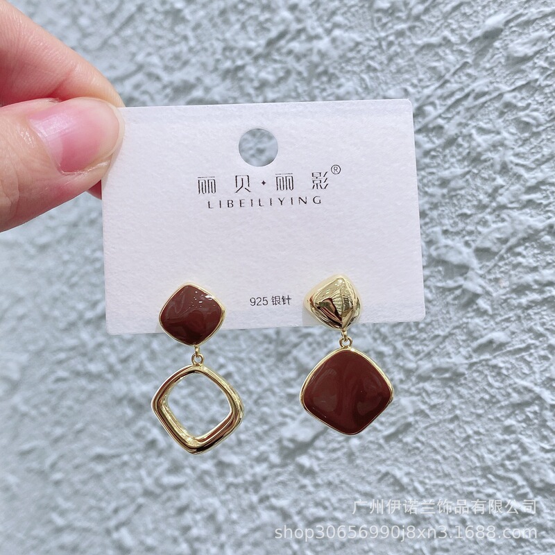 丽银/丽贝丽影甜美可爱闺蜜少女韩版气质滴胶红色蝴蝶结新款耳饰|undefined
