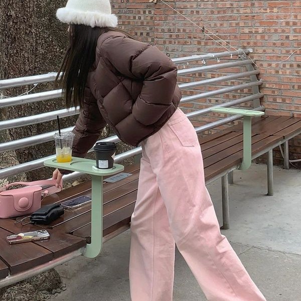 反季咖色立领羽绒服女短款小个子2025年冬季加厚高腰肯豆风面包服