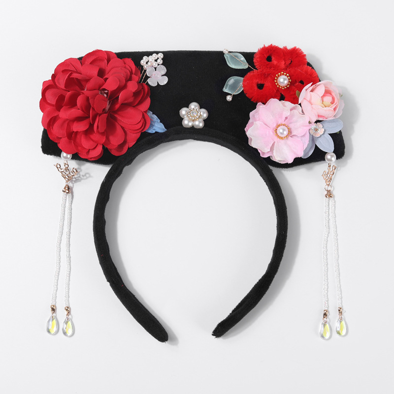 샤넬 스타일 레드 헤어밴드