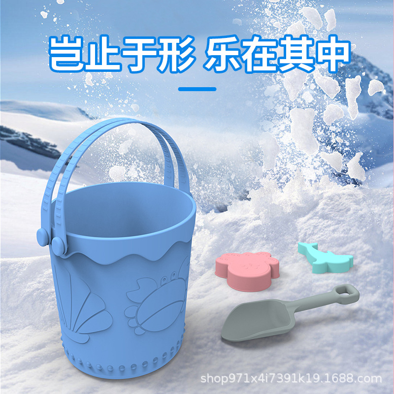 Amazon Hot Sale Navidad padres-hijos regalos interactivos de silicona de grado alimenticio para jugar con nieve portátil cubo de nieve en stock al por mayor