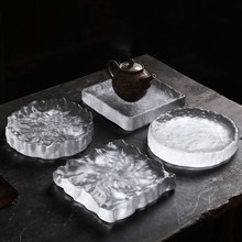 古法日式玻璃壶承茶承复古手工磨砂琉璃干炮台养壶盘壶垫小茶盘子