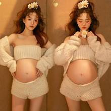 艺术写真居家小可爱影楼新款拍照668孕妇清新针织大肚粗服装出租