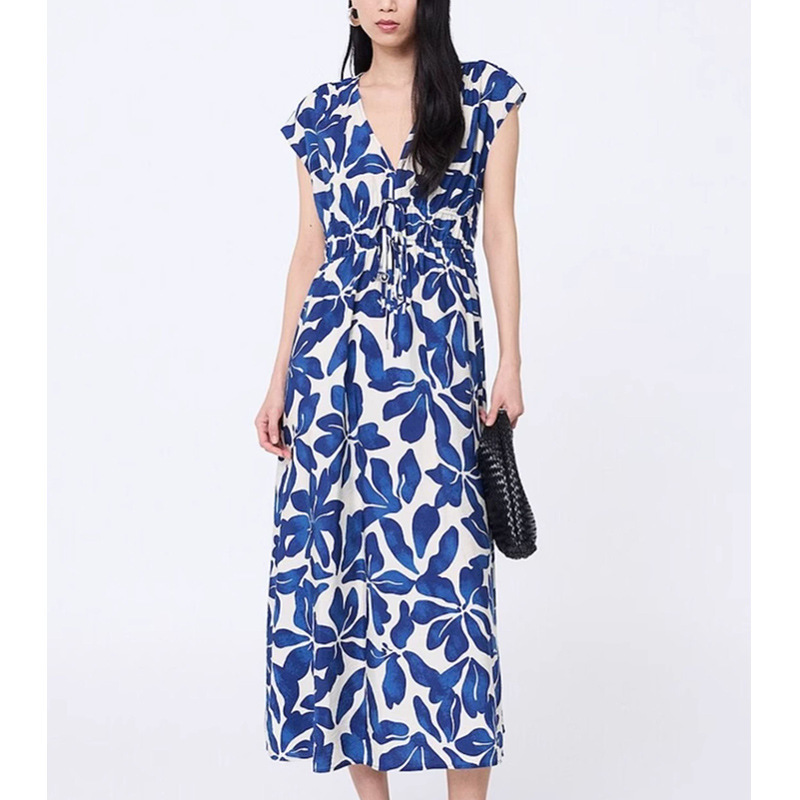 【Mg Order】Women's Dress 2026 Summer New Style V-Neck Sleeveless Pleated Waist Floral Print Dress 【Mg Order】Women's Dress 2026 Summer New Style V-Neck Sleeveless Pleated Waist Floral Print Dress