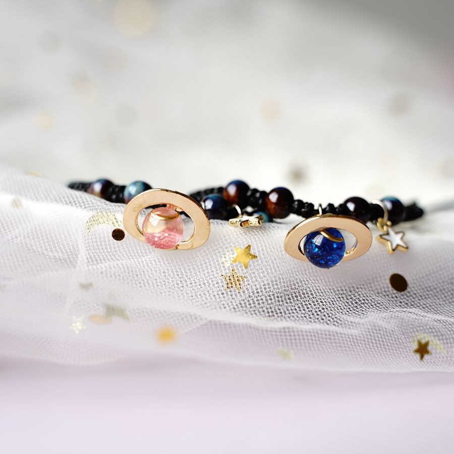 Woven Chain Chain Type 1 Piece Quantity Simple Style Star Planet Alloy Resin Wax Line Woven Chain String Bracelets Wholesale