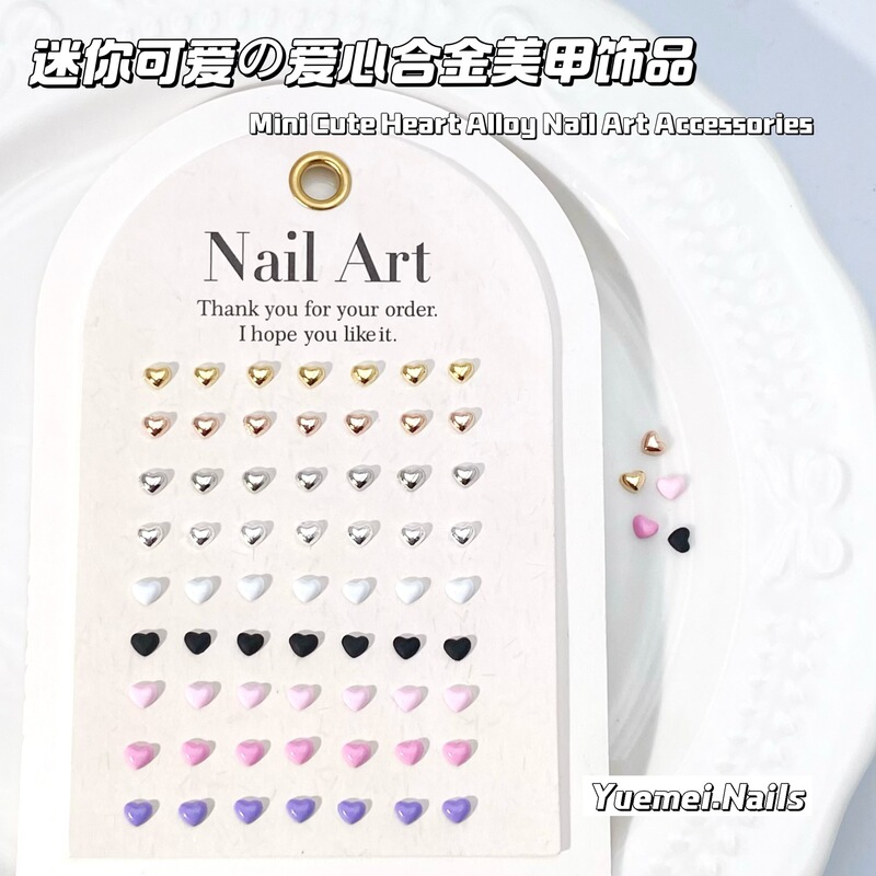 Valentine's Day Popular Mini Heart-Shaped Alloy Nail Art Decorations Cute Nail Accessories Wholesale