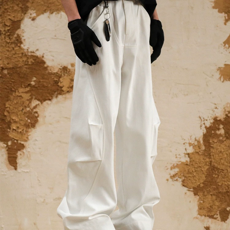 Белые повседневные брюки с кинжалом для мужчин и женщин, свободные широкие брюки модного бренда для уличной моды, брюки из овечьих копыт