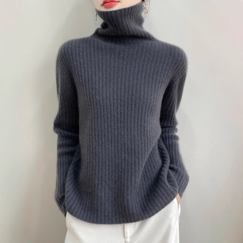Popular high-neck thick knitted sweater for autumn and winter, loose and comfortable, skin-friendly, fashionable knitted base top Popular high-neck thick knitted sweater for autumn and winter, loose and comfortable, skin-friendly, fashionable knitted base top