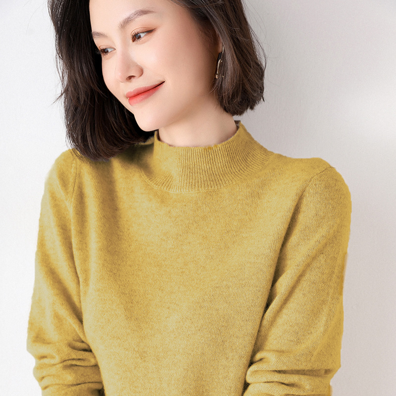 Woolen sweater, short knitted set, high collar, oversize