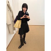 衣夫秋冬新品套装韩系气质长袖软糯针织衫高腰百褶伞裙两件套5711