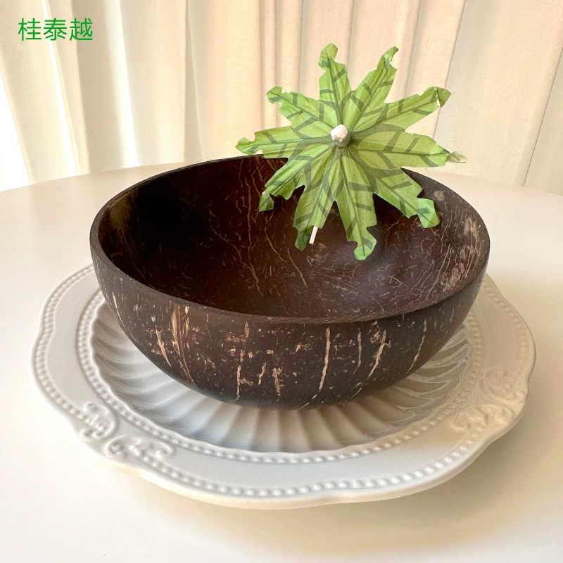 Чаша из скорлупы кокоса, салатница, овсянка, молочный коктейль, деревянная миска, посуда в азиатском стиле, вьетнамская кокосовая миска