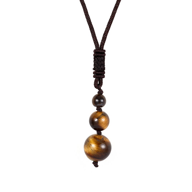 Collar de moda europea y americana 16MM colgante de amatista natural collar de ojo de tigre rojo collar de obsidiana joyería para hombres y mujeres image 7