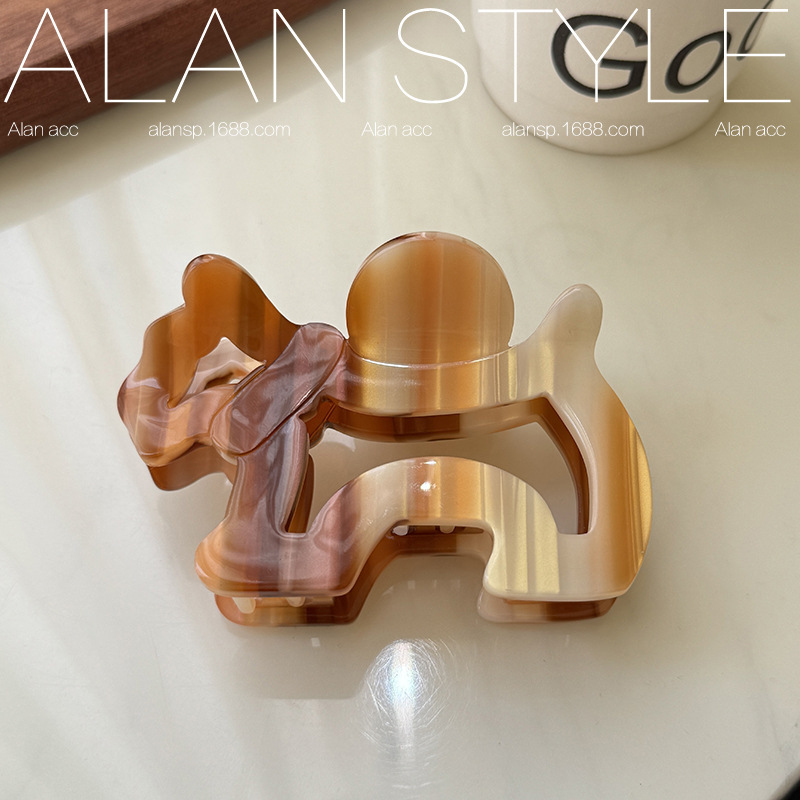 Alanの新しいアセテート子犬型ヘアクリップ、かわいいヘアクリップ、厚みのある中空ヘアクリップ、サメクリップヘアアクセサリー|undefined