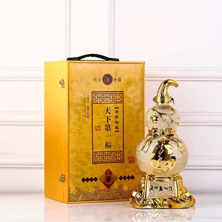 厂家批发5斤密封性能好景德镇陶瓷磨砂金色福字葫芦酒坛酒瓶酒具
