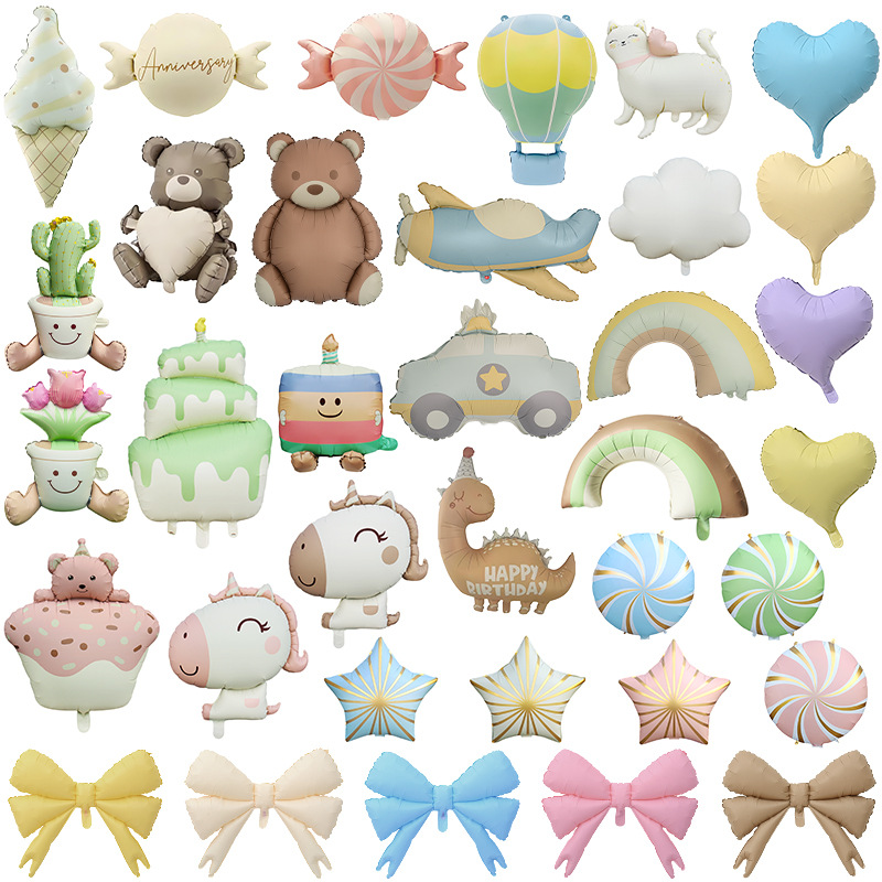 Decoración de Fiesta de Cumpleaños para Bebé con Globo de Aluminio en Forma de Oso, Lazo, Avión y Accesorios para Fotos image 3