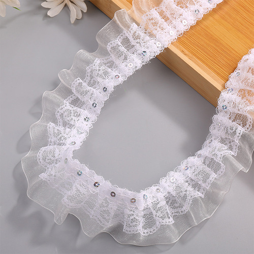 5.5cm double-layer pleated hollow sequin lace DIY handmade home textile curtain accessories accessories lace wholesale