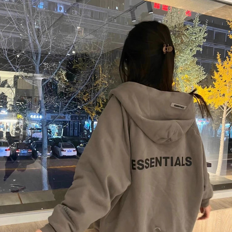 Autumn and Winter Fog Essentials Fleece-Lined Trendy Zip-Up Hoodie High Street Loose-Fit Men's Jacket Hoodie
