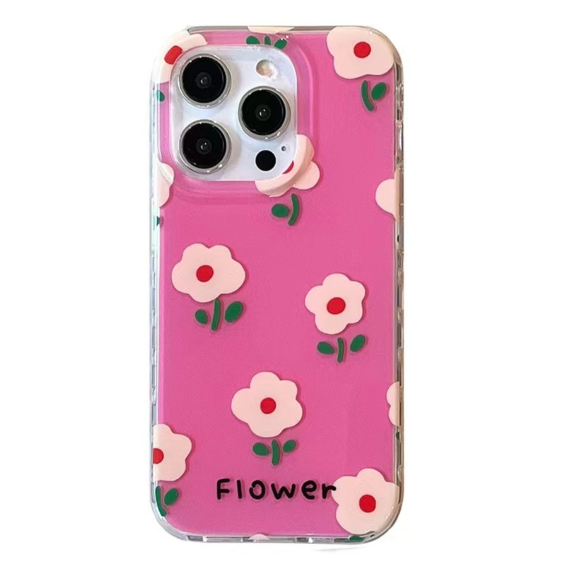 Estilo coreano ins flores rosas para 16ProMax soporte de espejo iphone14/15 funda para teléfono móvil Apple 13 mujer