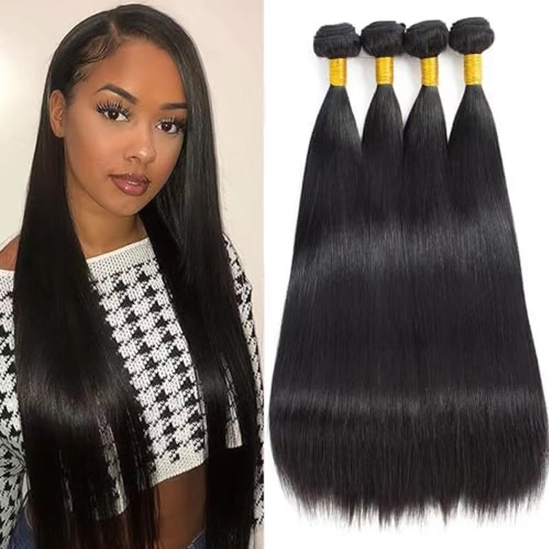 Europa y América cortina de cabello humano Bundle cabello humano 7A cabello de color natural cabello recto rizado en stock transfronterizo