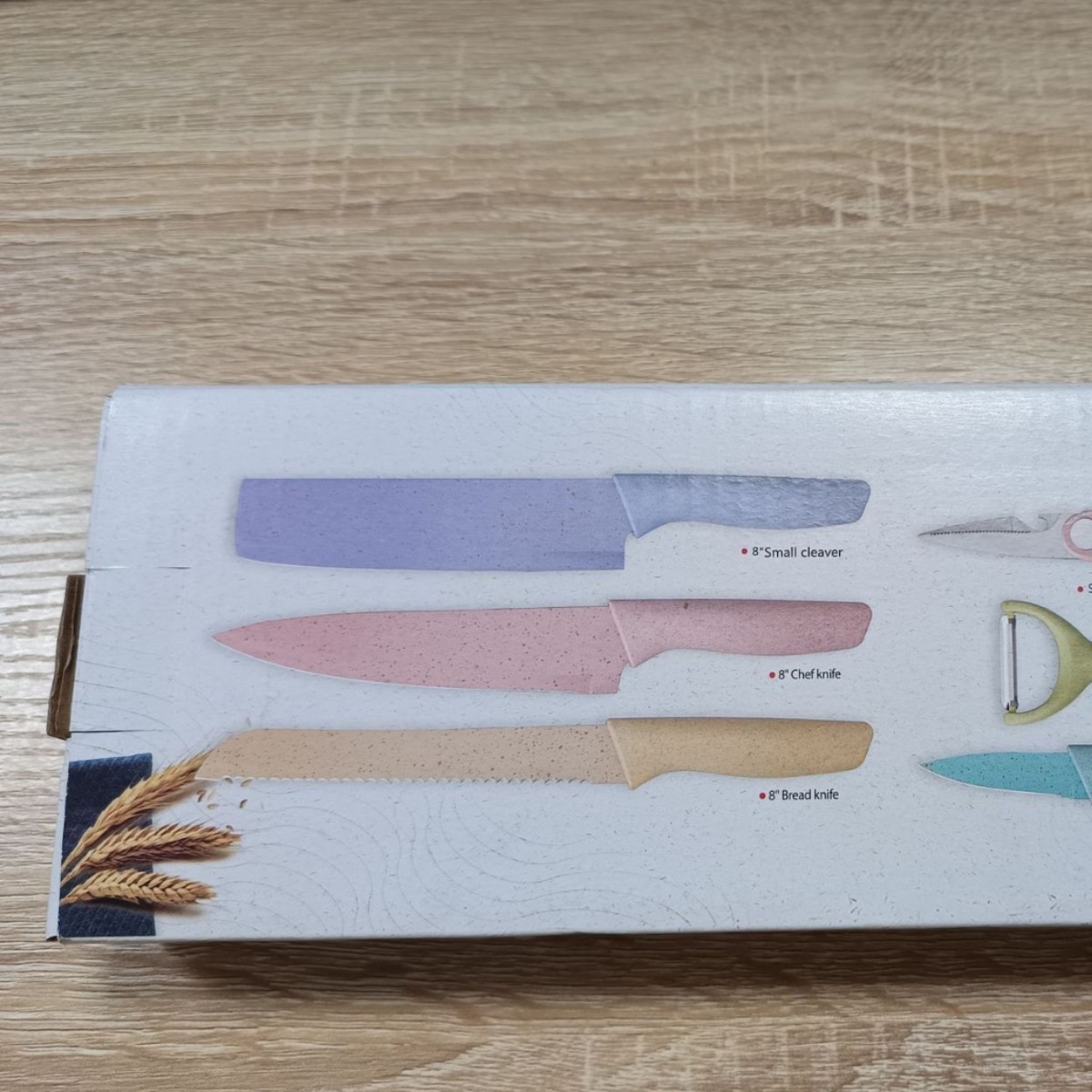 Conjunto de cuchillos de cocina domésticos transfronterizos, cuchillos de cocina coloridos de trigo, 5 piezas, cuchillos de acero inoxidable, red roja