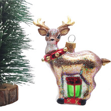 廠家直銷聖誕掛件麋鹿玻璃藝術聖誕掛飾聖誕樹裝飾品